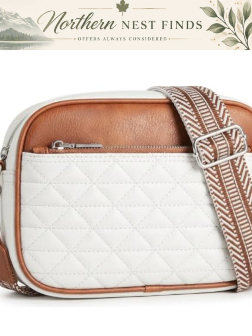 Vegan Leather Quilted Crossbody Bag with RFID Blocking